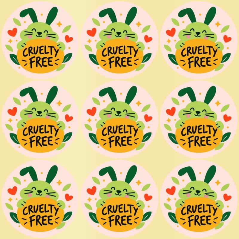 Blíster de 9 pegatinas redondas cruelty free con vinilo pelado.
