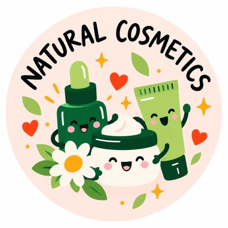 Diseño individual de pegatinas redondas natural cosmetics.