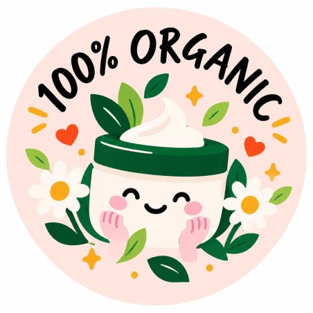 Diseño individual de pegatinas redondas 100% organic.