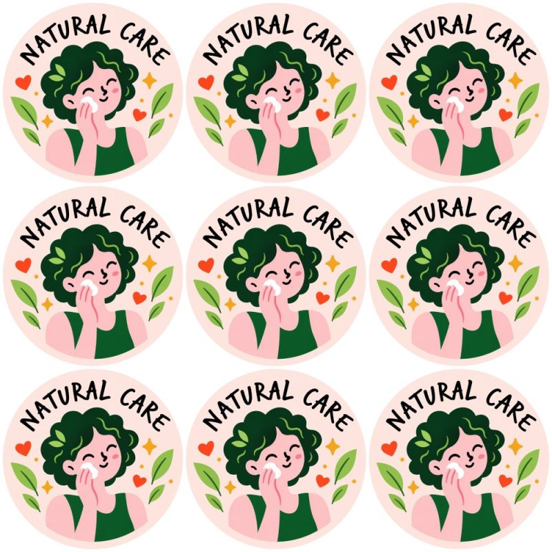 Blíster de 9 pegatinas redondas natural care.