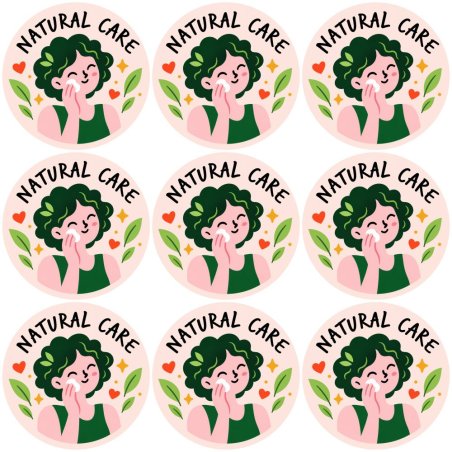 Blíster de 9 pegatinas redondas natural care.
