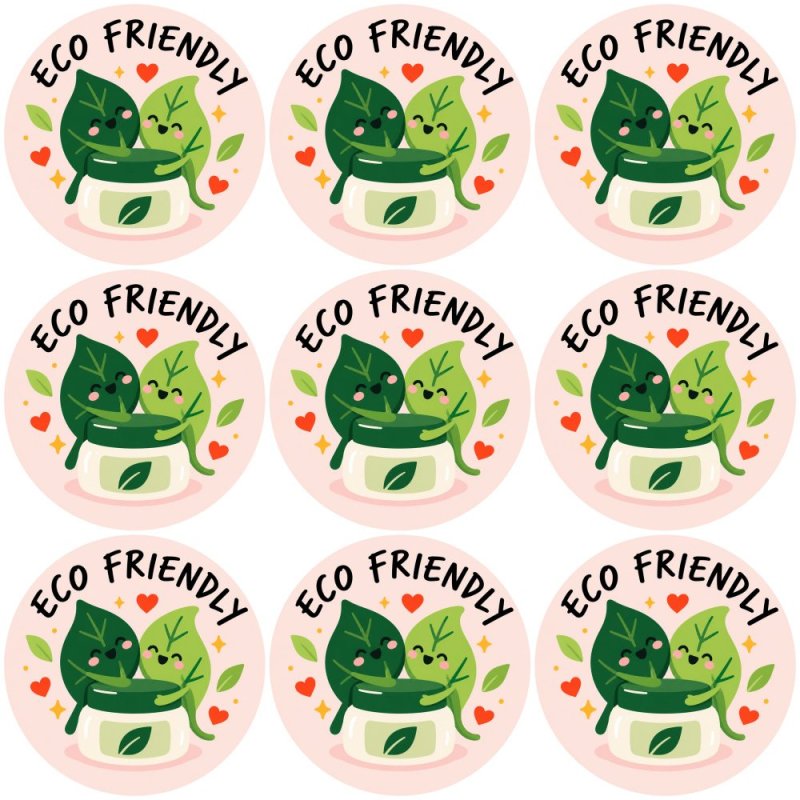 Blíster de 9 pegatinas redondas eco friendly.