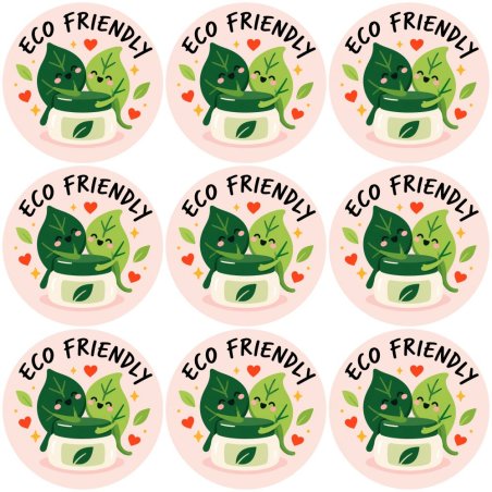 Blíster de 9 pegatinas redondas eco friendly.