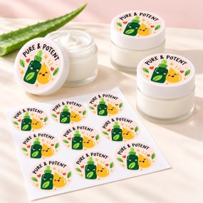 Autocolantes redondos pure and potent