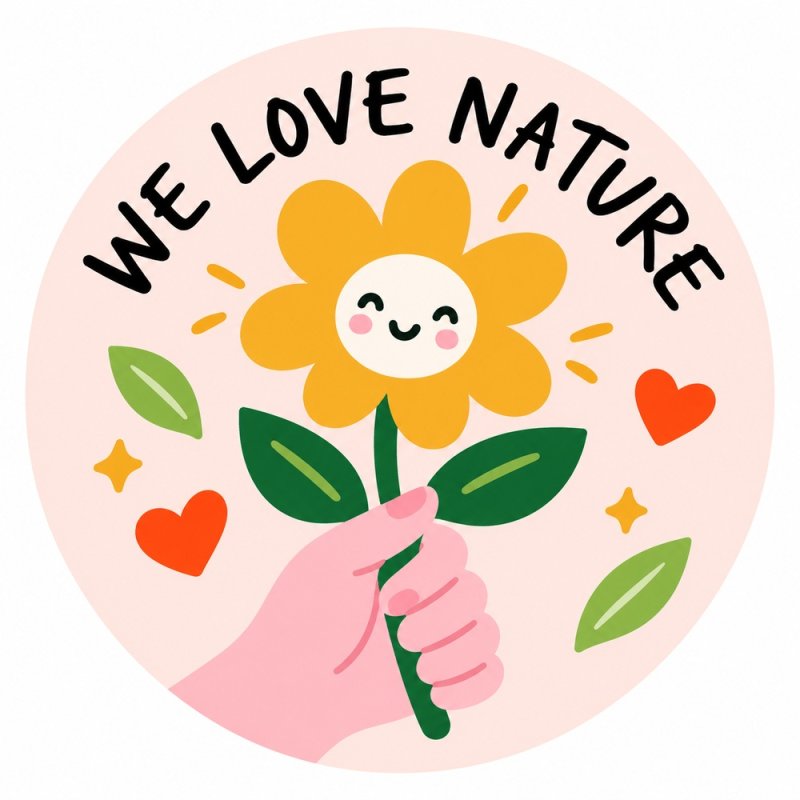 Diseño individual de pegatinas redondas we love nature.