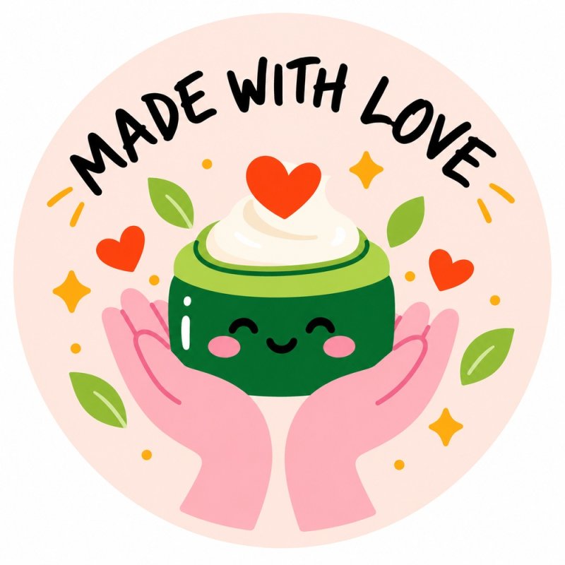Diseño individual de pegatinas redondas made with love.