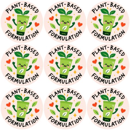 Blíster de 9 pegatinas redondas plant-based formulation.