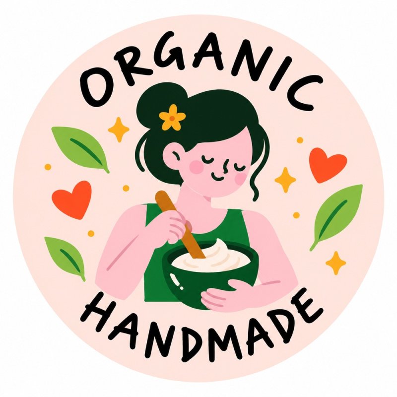 Diseño individual de pegatinas redondas organic handmade.