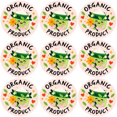 Blíster de 9 pegatinas redondas organic product.