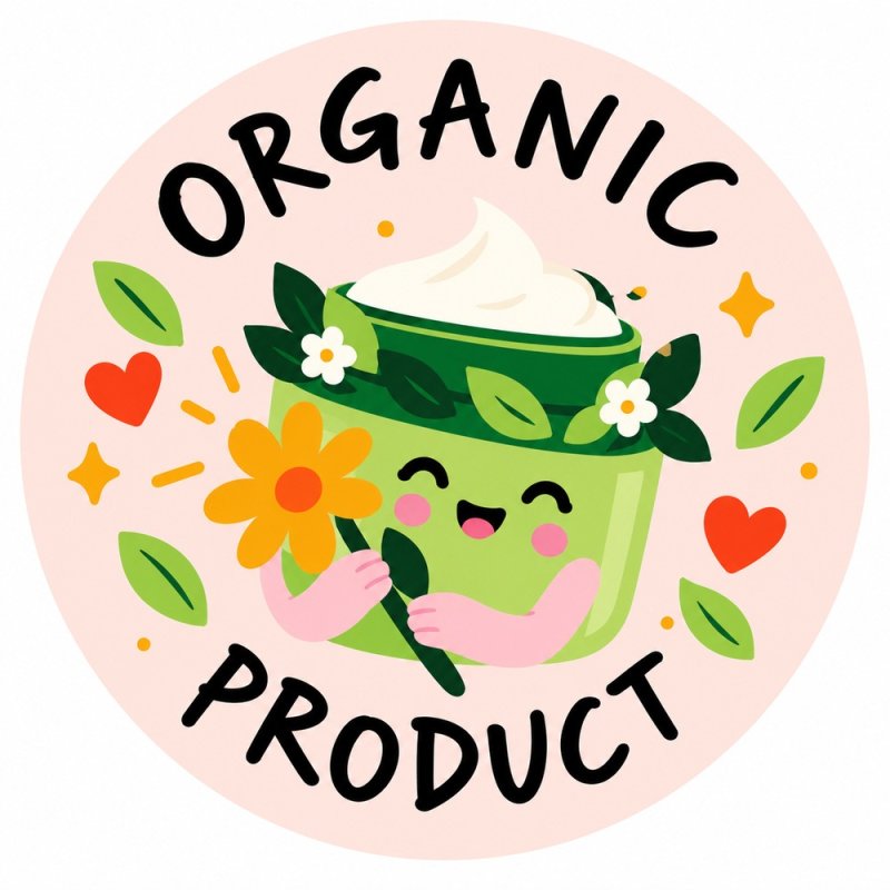 Diseño individual de pegatinas redondas organic product.