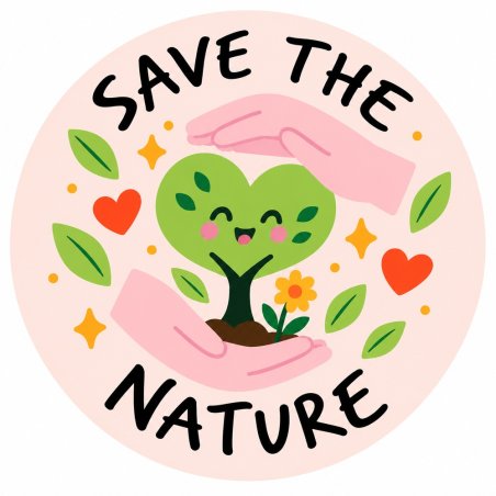 Diseño individual de pegatinas redondas save the nature.