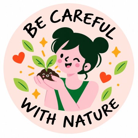 Diseño individual de pegatinas redondas be careful with nature.