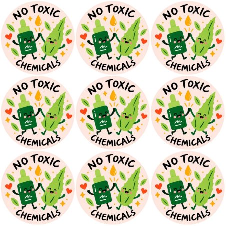 Blíster de 9 pegatinas redondas no toxic chemicals.