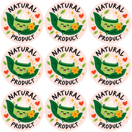 Blíster de 9 pegatinas redondas natural product.