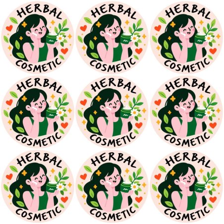 Blíster de 9 pegatinas redondas herbal cosmetic.