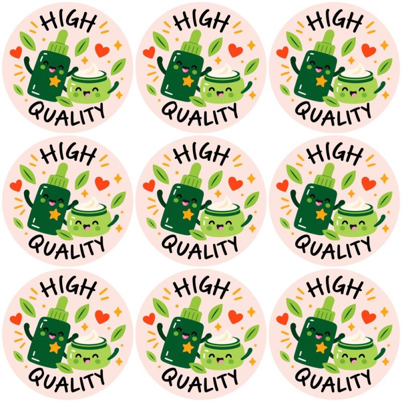Blíster de 9 pegatinas redondas high quality.