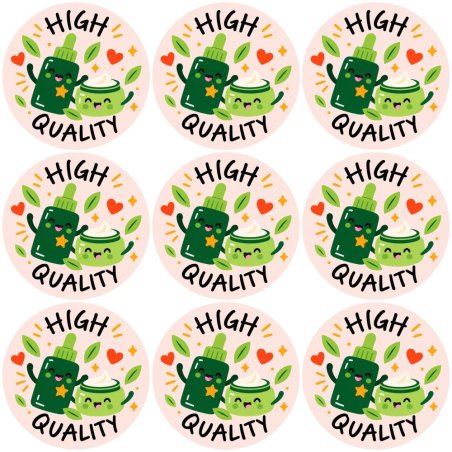 Blíster de 9 pegatinas redondas high quality.