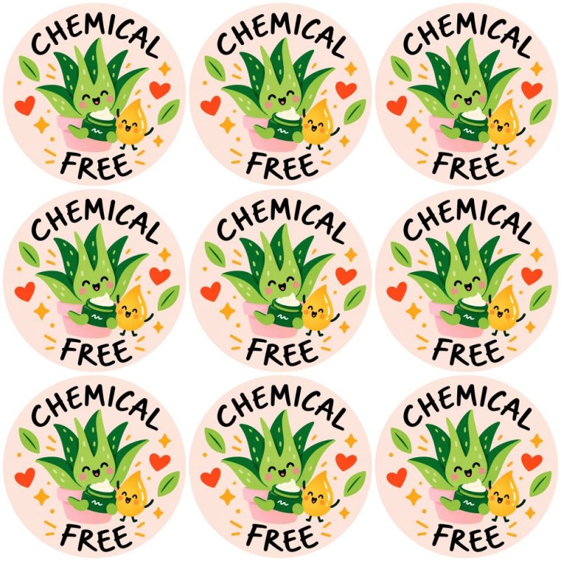 Blíster de 9 pegatinas redondas chemical free.