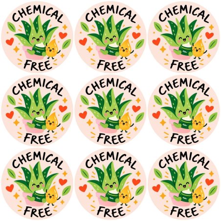 Blíster de 9 pegatinas redondas chemical free.
