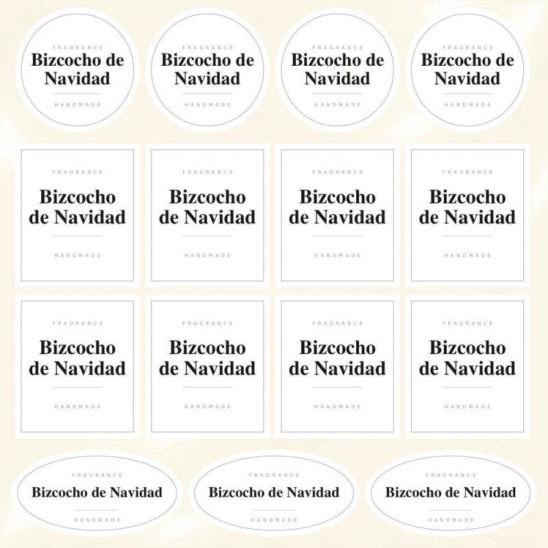 Blíster de 15 pegatinas Bizcocho de Navidad en blanco absoluto.