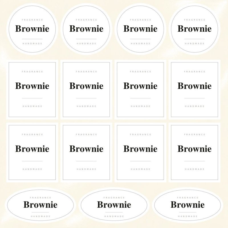 Blíster de 15 pegatinas Brownie en blanco absoluto.