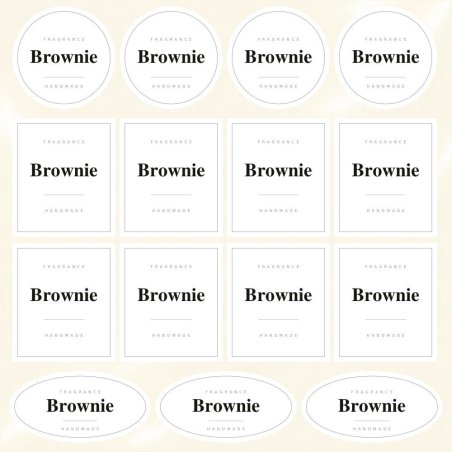 Blíster de 15 pegatinas Brownie en blanco absoluto.