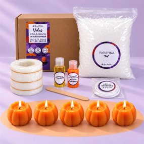 Kit fazer velas abobora de Halloween. Materiais e intruçoes