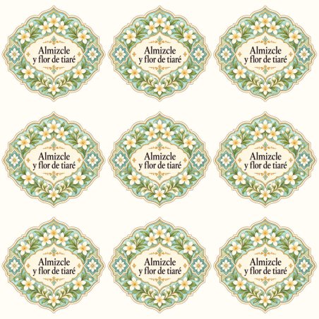 Pegatinas aroma almizcle y flor de tiaré estilo árabe: blíster de 9 pegatinas.