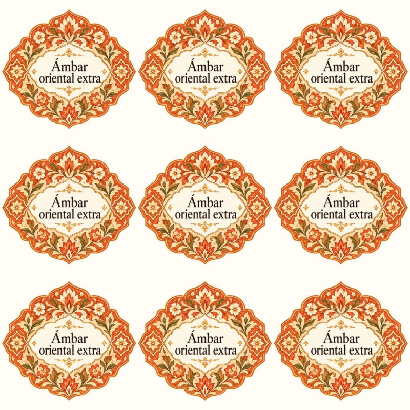 Pegatinas aroma ámbar oriental extra estilo árabe: blíster de 9 pegatinas.