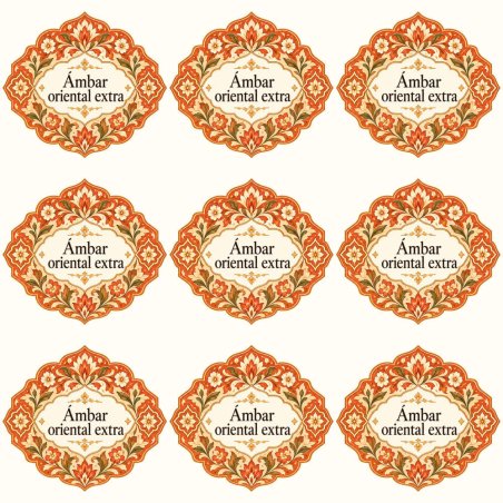 Pegatinas aroma ámbar oriental extra estilo árabe: blíster de 9 pegatinas.