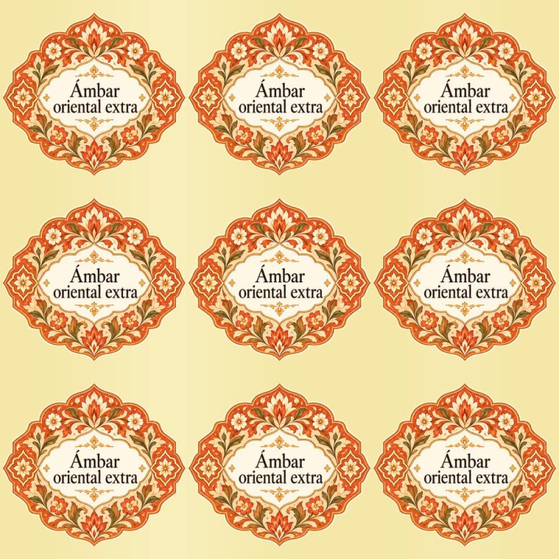 Pegatinas aroma ámbar oriental extra estilo árabe: blíster de 9 pegatinas con el vinilo sobrante retirado.