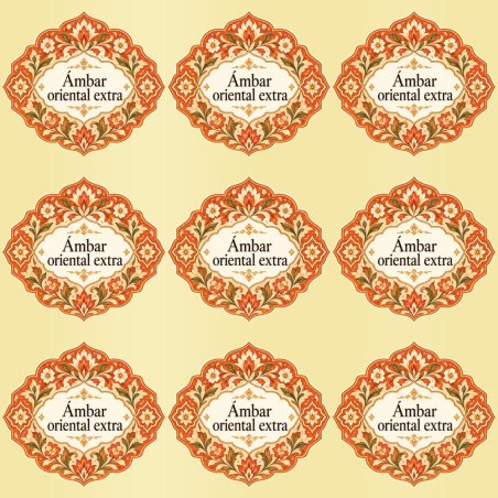 Pegatinas aroma ámbar oriental extra estilo árabe: blíster de 9 pegatinas con el vinilo sobrante retirado.