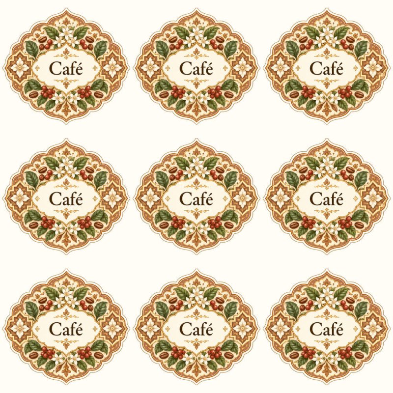 Pegatinas aroma café estilo árabe: blíster de 9 pegatinas.