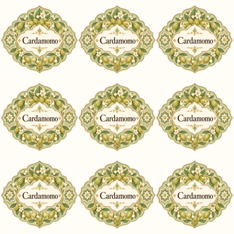 Pegatinas aroma cardamomo estilo árabe: blíster de 9 pegatinas.
