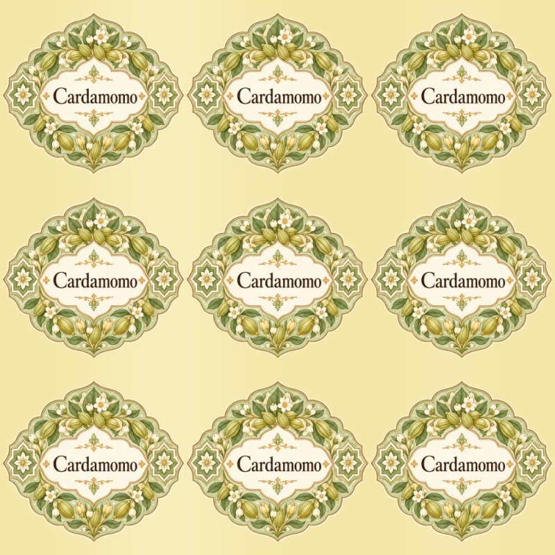 Pegatinas aroma cardamomo estilo árabe: blíster de 9 pegatinas con el vinilo sobrante retirado.