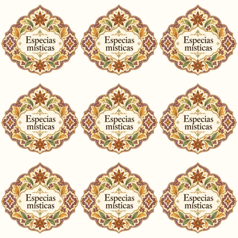 Pegatinas aroma especias místicas estilo árabe: blíster de 9 pegatinas.