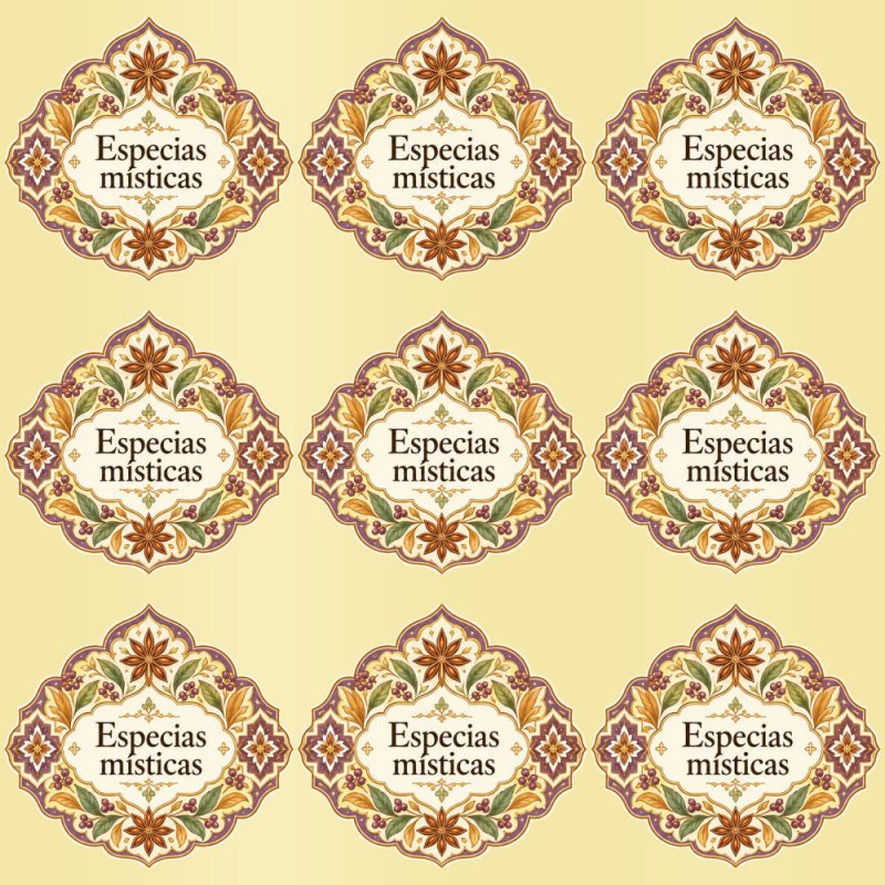 Pegatinas aroma especias místicas estilo árabe: blíster de 9 pegatinas con el vinilo sobrante retirado.