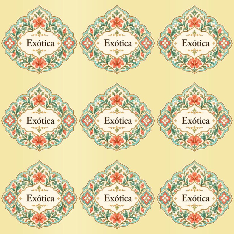 Pegatinas aroma exótica estilo árabe: blíster de 9 pegatinas con el vinilo sobrante retirado.