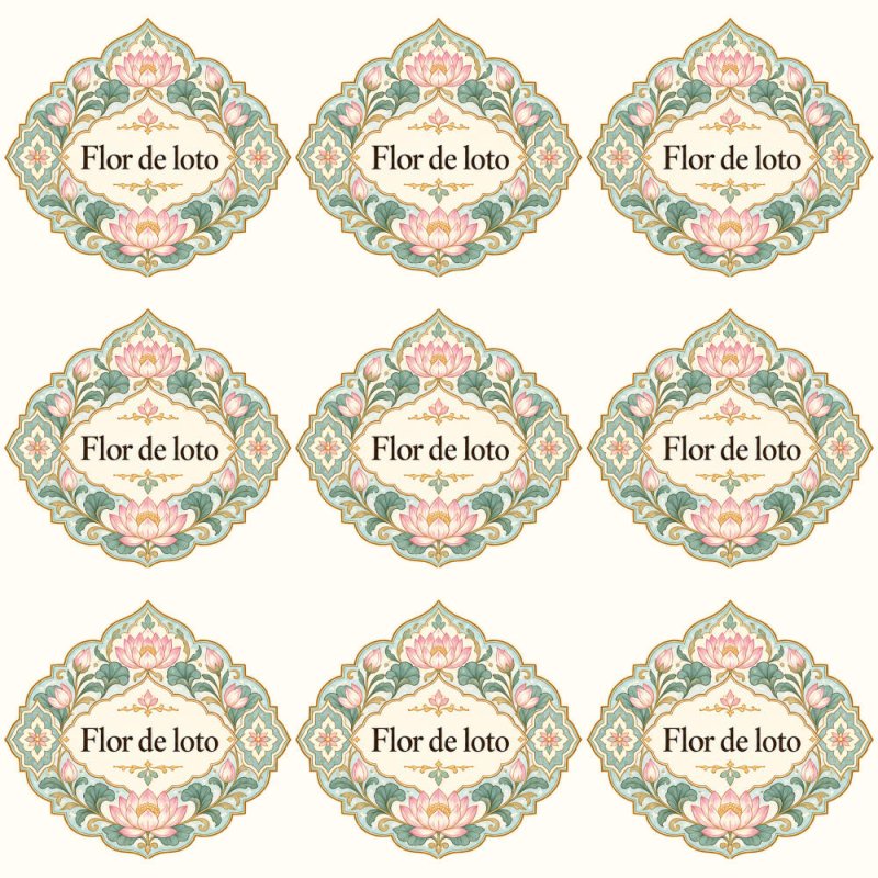Pegatinas aroma flor de loto estilo árabe: blíster de 9 pegatinas.