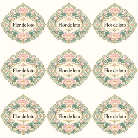 Pegatinas aroma flor de loto estilo árabe: blíster de 9 pegatinas.