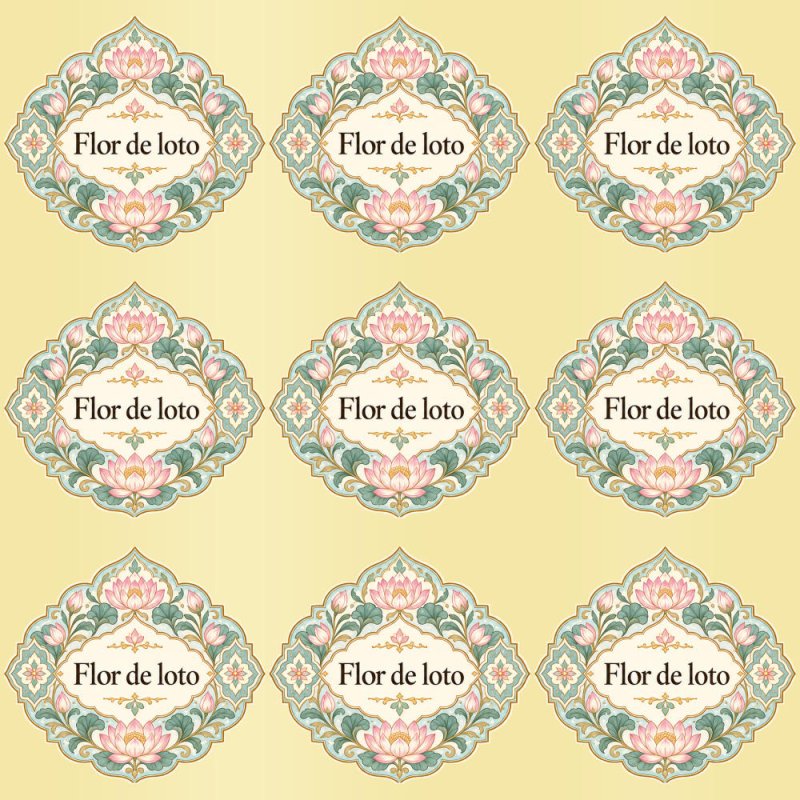 Pegatinas aroma flor de loto estilo árabe: blíster de 9 pegatinas con el vinilo sobrante retirado.