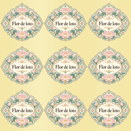 Pegatinas aroma flor de loto estilo árabe: blíster de 9 pegatinas con el vinilo sobrante retirado.