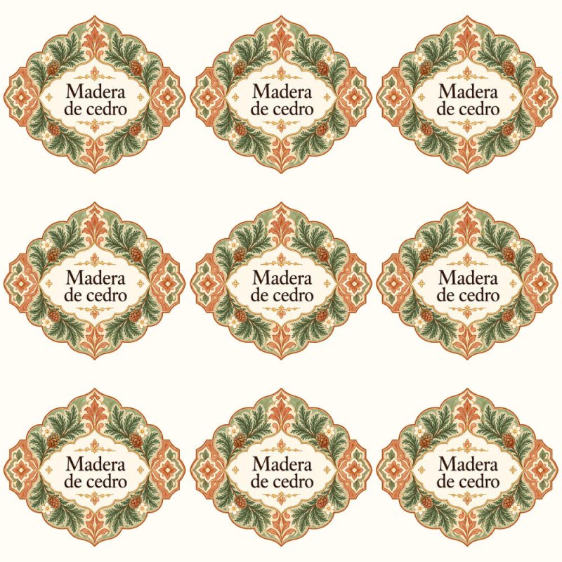 Pegatinas aroma madera de cedro estilo árabe: blíster de 9 pegatinas.