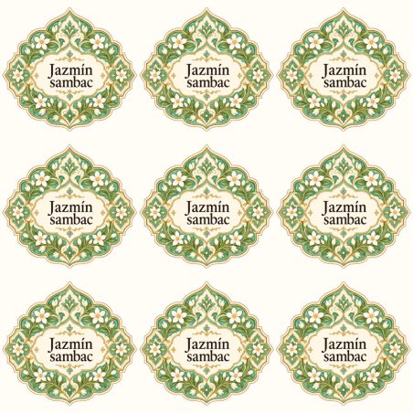 Pegatinas aroma jazmín sambac estilo árabe: blíster de 9 pegatinas.