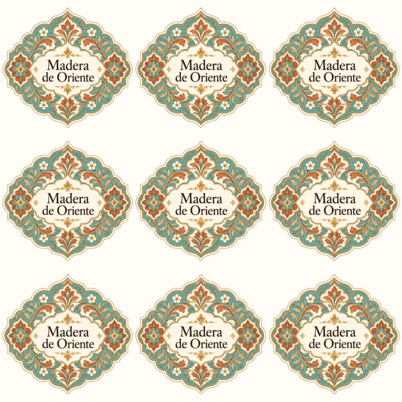 Pegatinas aroma madera de Oriente estilo árabe: blíster de 9 pegatinas.