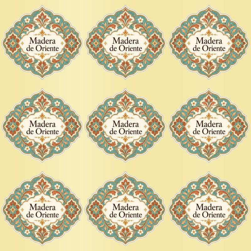 Pegatinas aroma madera de Oriente estilo árabe: blíster de 9 pegatinas con el vinilo sobrante retirado.