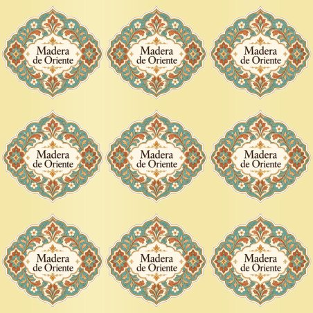 Pegatinas aroma madera de Oriente estilo árabe: blíster de 9 pegatinas con el vinilo sobrante retirado.