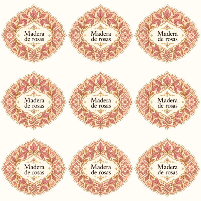Pegatinas aroma madera de rosas estilo árabe: blíster de 9 pegatinas.