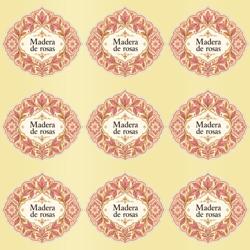 Pegatinas aroma madera de rosas estilo árabe: blíster de 9 pegatinas con el vinilo sobrante retirado.