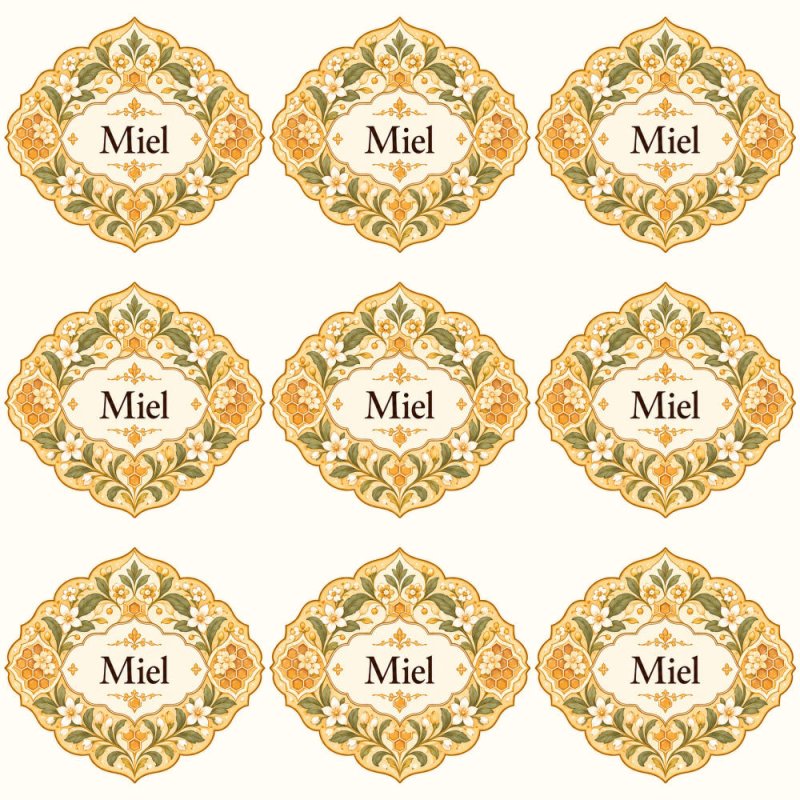 Pegatinas aroma miel estilo árabe: blíster de 9 pegatinas.